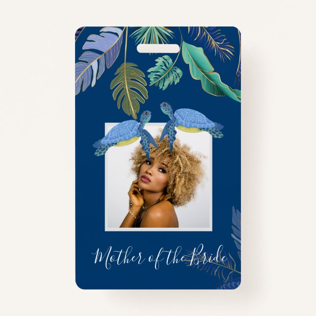 Crachá Tartarugas do Mar Casadas Amarelo Azul (Frente)