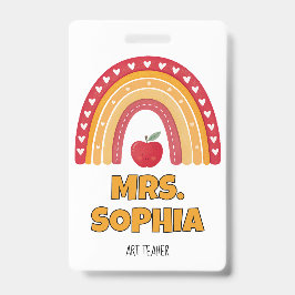 Crachá Teacher ID Badge Holder – Rainbow Design