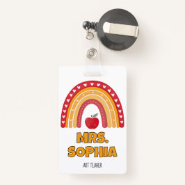 Crachá Teacher ID Badge Holder – Rainbow Design