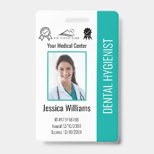 Crachá Teal de ID de Fotografia do Logotipo Personalizado