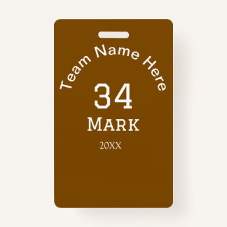 Crachá team name add player name date sports men