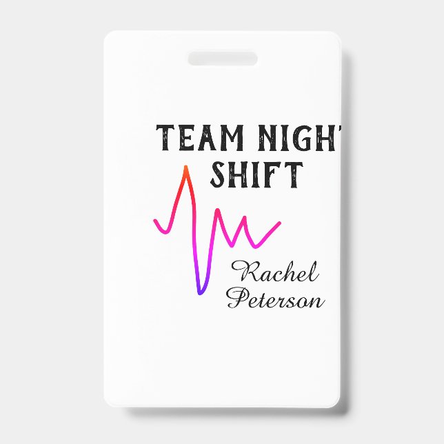 Crachá Team night shift nurse doctor medical name heart l (Front)