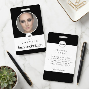 Crachá Técnico de Cílios Elegante Foto Preto e Branco ID