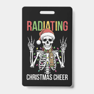 Crachá Técnico de Raio-X de Esqueleto de Natal de Radiolo