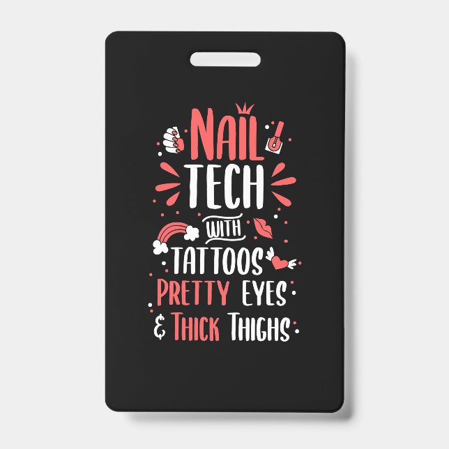 Crachá Técnico de Unhas Com Tatuagens (Frente)