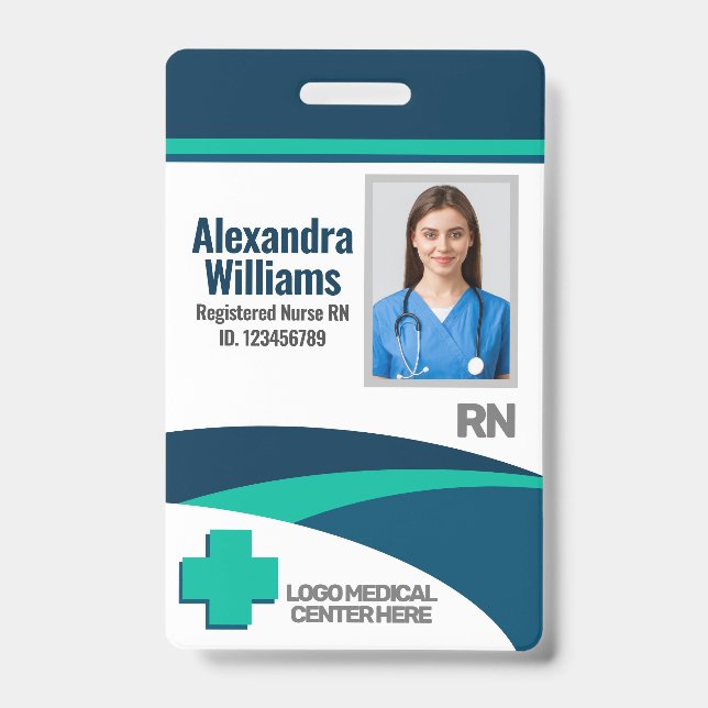 Crachá Template Employee Photo Nurse ID (Frente)