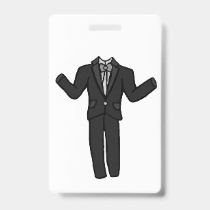 Crachá Terno de Tuxedo Cinza Escuro de Desenho Animado