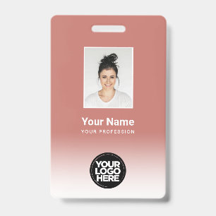 Crachá Terracotta de Gradiente de Fotos de Funcionário Pe