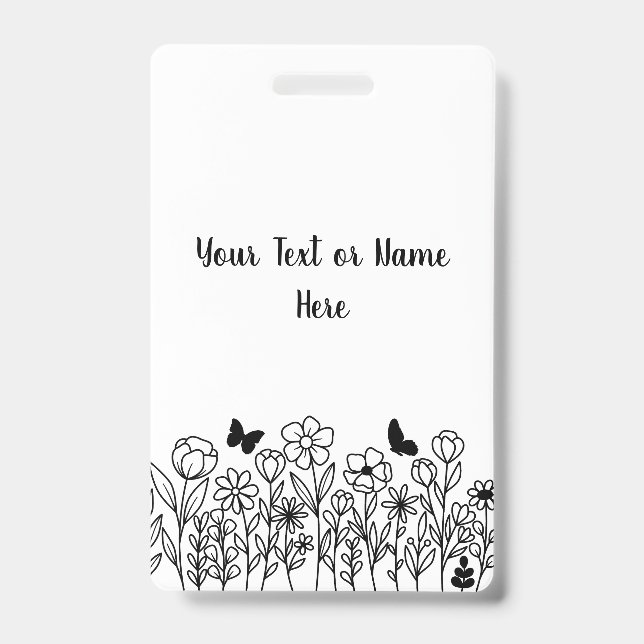 Crachá Texto Personalizado com Flores (Frente)