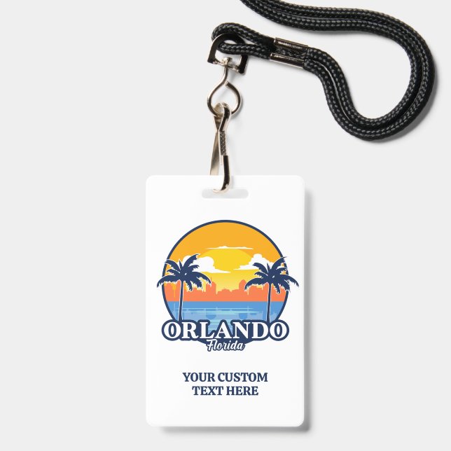 Crachá Texto Personalizado Orlando Flórida (Frente com cordão)