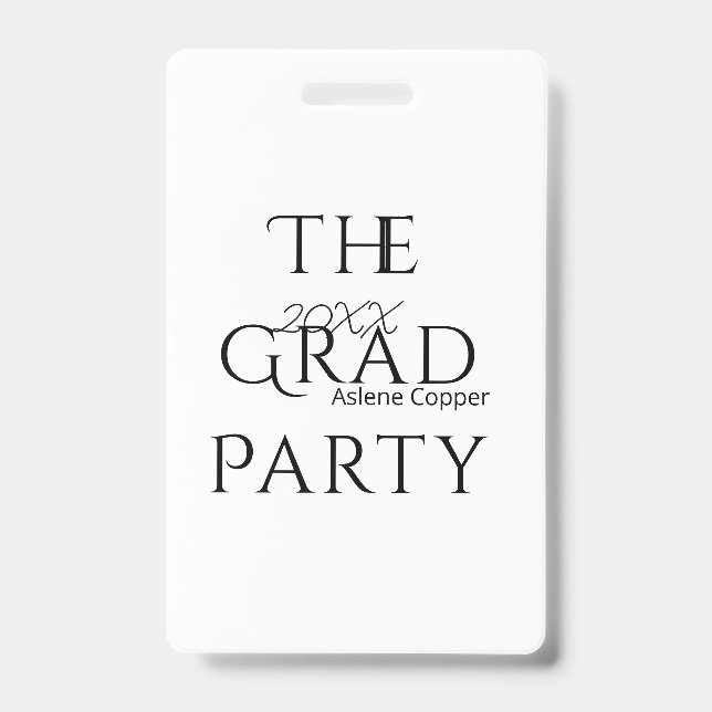 Crachá The grad party name 20XX bold letter graduatsimple (Frente)