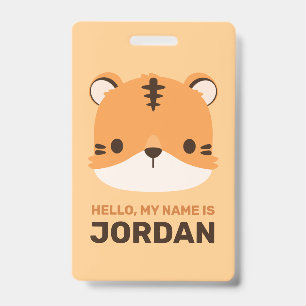 Crachá Tigre Fofo com Nome Personalizado