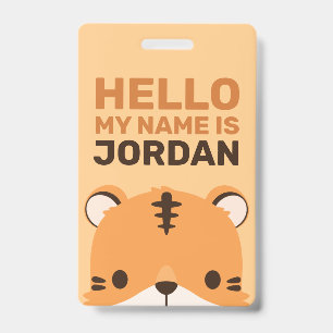Crachá Tigre Fofo com Nome Personalizado