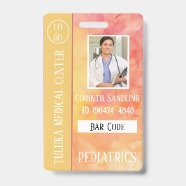 Crachá Tintas Rosa Quente Amarelo ID Foto Medica