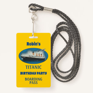 Crachá Titanic Birthday Yellow White Star Line Ship