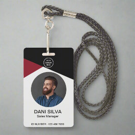 Crachá Título de foto de funcionário personalizado e logo