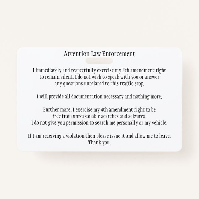 Crachá Trânsito Policial Pare De Saber Seu Cartão De Dire (Frente)