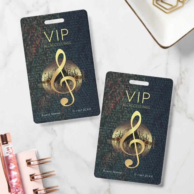 Crachá Treble de Ouro VIP Acesso Total Textura de Fibra (Escritório)