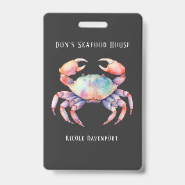 Crachá Trendy Watercolor Crab Company/Restaurante Persona