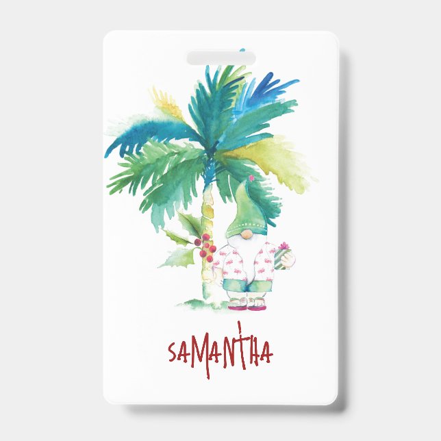 Crachá Tropical Beach Xmas Name Tags (Frente)
