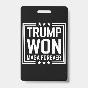 Crachá Trump ganhou a 47ª eleição presidencial dos EUA Ma