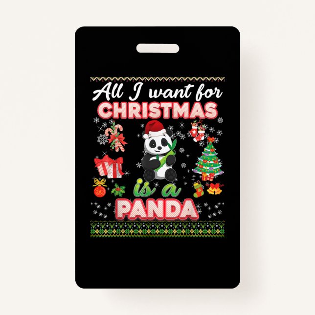 Crachá Tudo Que Quero Para O Natal É Um Suéter Panda Feio (Frente)