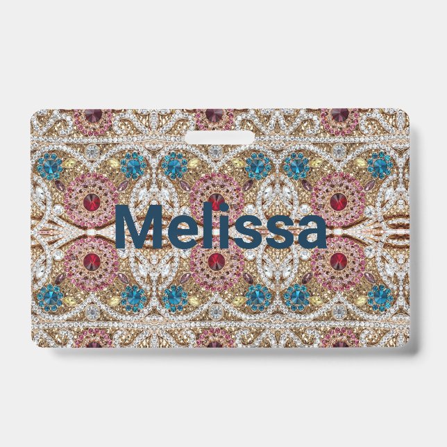 Crachá turquesa azul-prata-ouro-burguês-rosa-burguês (Frente)