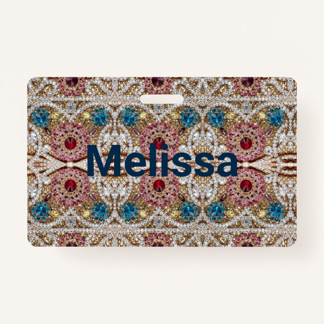 Crachá turquesa azul-prata-ouro-burguês-rosa-burguês (Frente)