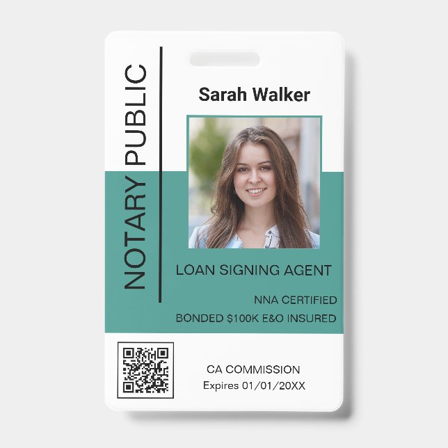 Crachá Turquesa empoeirada do notariado de funcionário de (Frente)