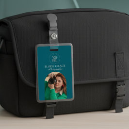 Crachá Turquoise Modern Logo Photo Photographer Badge