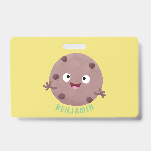 Crachá Um desenho animado de biscoito de chocolate inteli (Frente)