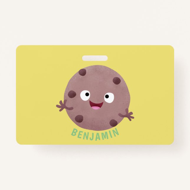 Crachá Um desenho animado de biscoito de chocolate inteli (Frente)