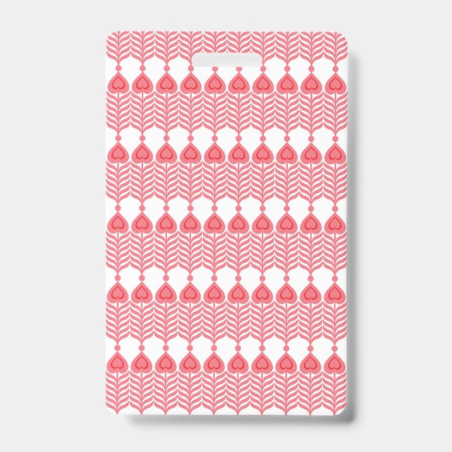 Crachá Um padrão geométrico vermelho e rosa com interlo (Frente)