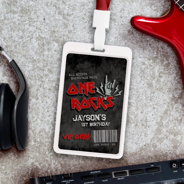 Crachá Um Rocks - primeiro aniversario VIP All Access (One Rocks VIP Pass Badge)