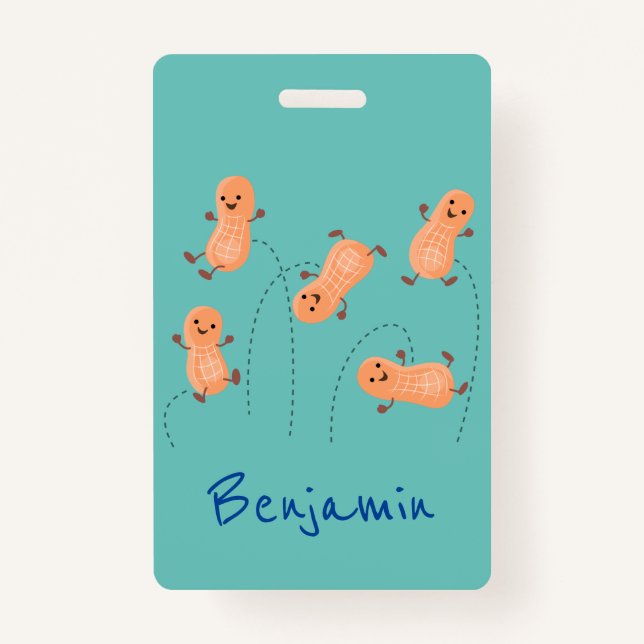 Crachá Uma ilustração de desenho animado de amendoins de  (Frente)