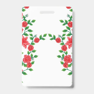 Crachá Uma rosa vermelha com pétalas detalhadas, represen