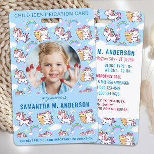 Crachá Unicórnio Menina Foto Personalizada de Identificaç