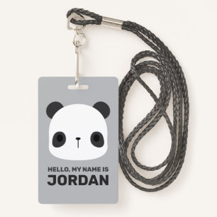 Crachá Urso Panda Bonito com Nome Personalizado