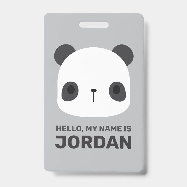 Crachá Urso Panda Pequeno Fofo com Nome Personalizado (Frente)