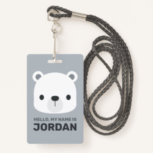 Crachá Urso Polar Bonito com Nome Personalizado
