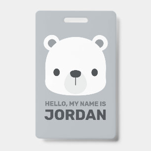 Crachá Urso Polar Fofo com Nome Personalizado