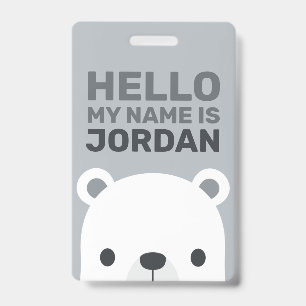 Crachá Urso Polar Fofo com Nome Personalizado