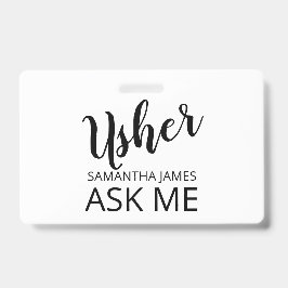Crachá Usher Perguntar-me Nome