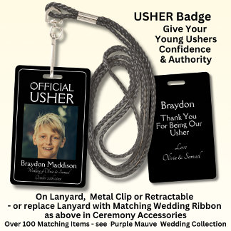 Crachá USHER Photo Official Badge Black White