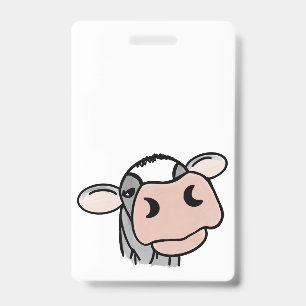 Crachá vaca desenho preto branco rosa beijo cinza animal