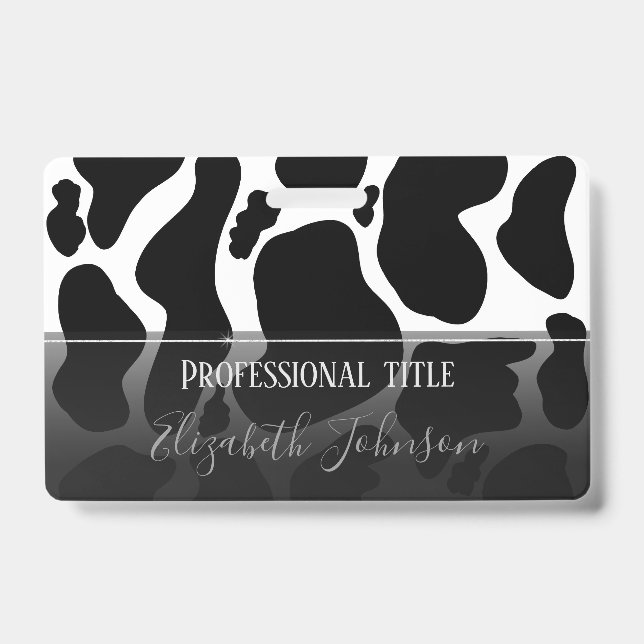 Crachá Vacas brancas brancas, simples e pretas, animais (Frente)