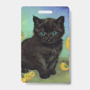 Crachá Van Gogh Gato Preto Flores Amarelas