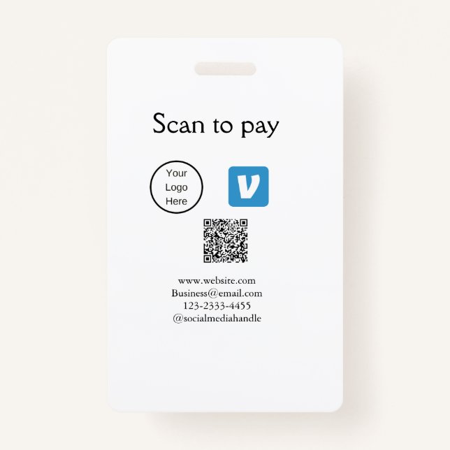 Crachá Varredura de código Q R para pagar adicionar logot (Frente)