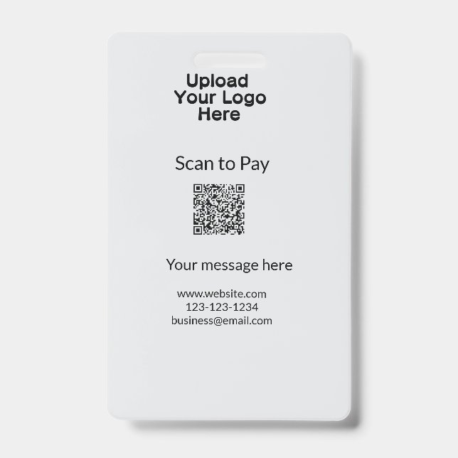Crachá varredura mínima simples para pagar Adicionar logo (Frente)