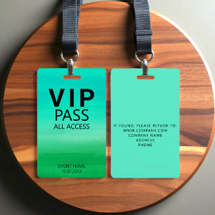 Crachá Verde de Evento de Acesso Total VIP Person